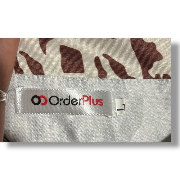 OrderPlus Large Silky Brown and Cream Animal Print Asymmetrical Wrap Midi Skirt - Picture 11 of 13